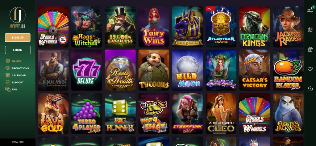 Current Jackpot Jill live casino lobby with live dealer game categories